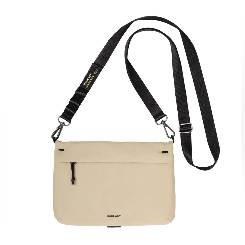 Mageasy 2L Sacoche Crossbody Bag Beige 20mm Strap Water Repellent Travel New - Picture 4 of 4